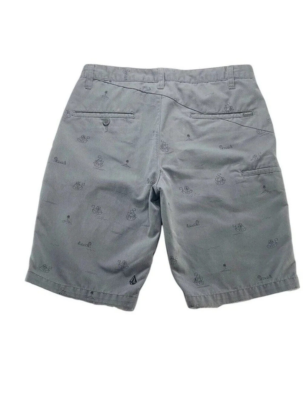 Volcom Mens Gray Cargo Shorts With Nautical Print 29